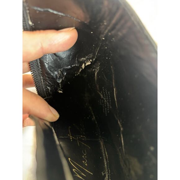 Marc Fisher Black Leather & Gold Aprille Ankle Booties Sz 5.5 Night Out Clubbing - Picture 16 of 16